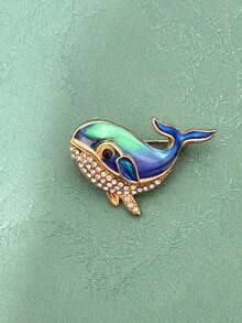 Luxury Whale Design Brooch Fashion Jewelry Accessories Unisex Gift For Wedding Holiday And Party - Blue - View 3
