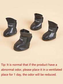 Waterproof Anti-Slip Dog Rain Boots, Adjustable Anti-Slip Pet Boots, Small Dog Rain Day Outdoor Walking Paw Protection Shoes - Black - View 5