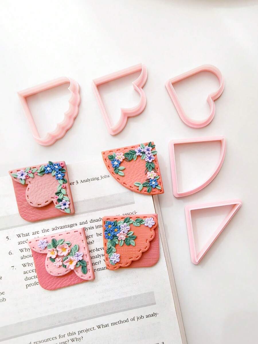 Cute Flower Bookmark Clay Cutter Set, 3D Printed PLA Polymer Clay Mold, DIY Ceramic Clay Pottery Tool For Handmade Crafts - Bookmark - View 1