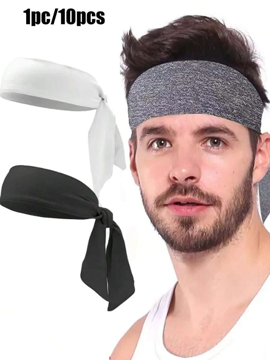 1pc / 10pcs Fashion Minimalist High-Elastic Sweat-Wicking Sports Headbands, Hair Bands For Cycling, Tennis, Basketball, Running, Fitness And Yoga - Multicolor - View 1