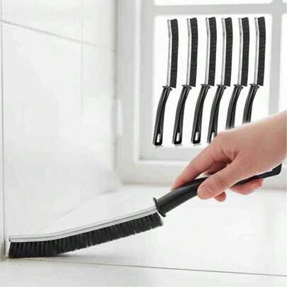 CrafTreat Hard Bristle Crevice Cleaning Brush – 6 Pack (Black) – Gap Scrub Brushes For Kitchen, Bathroom, Window Tracks, Grout, Car & Tight Spaces – Household Cleaning Tool
