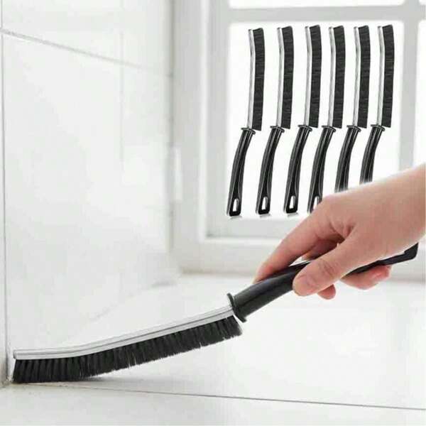 CrafTreat Hard Bristle Crevice Cleaning Brush – 6 Pack (Black) – Gap Scrub Brushes For Kitchen, Bathroom, Window Tracks, Grout, Car & Tight Spaces – Household Cleaning Tool