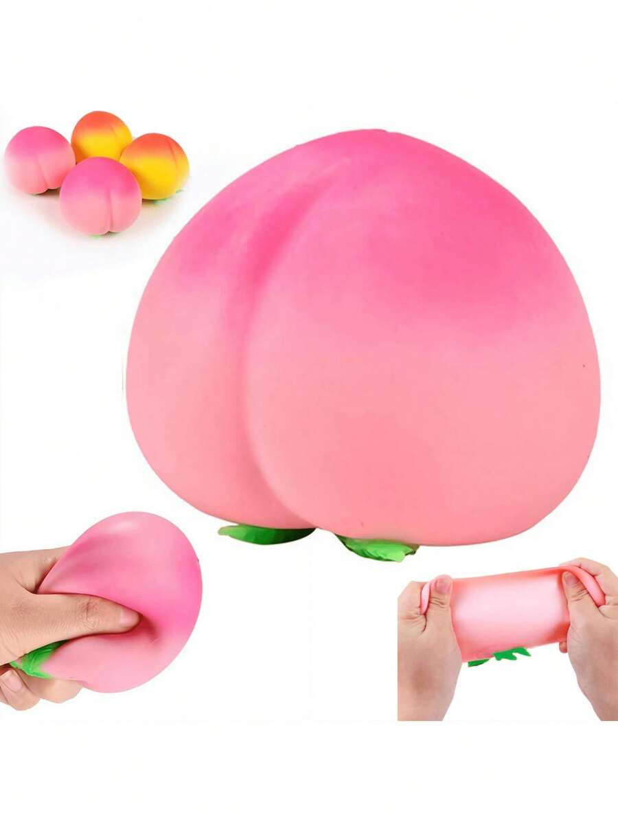 1 pieza Pelota antiestrés con forma de durazno, suave y rebotante, pelota antiestrés sensorial de rebote lento, pelota de fruta para apretar, pelota de fruta para alivio de la presión, alivio del estrés táctil, pelota antiestrés con sensación manual, regalo creativo para alivio del estrés, regalo de relajación, regalo de broma, súper suave, alivia el estado de ánimo - Multicolor - Ver 1