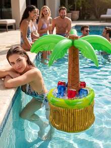 Ember Pendingin Bir Pohon Kelapa Hawaii Tiup - Dekorasi Pesta Kolam Renang Tropis & Ember Minuman dengan Kapasitas Es - Ideal untuk Perayaan Ulang Tahun & Aksesori Pantai - Ember Es Kaktus dengan Pola Bunga Hibiscus dan Permukaan Bertekstur - View 16