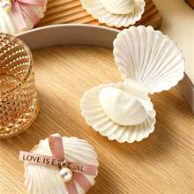 10pcs Seashell Candle Gift Set, Includes Seashell Scented Candles, Seashell Gift Boxes And Pink Ribbon Label Accessories, Ideal Gift For Weddings, Bridal Showers And Beach Parties - one-size - View 2