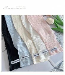 Women's Ice Silk Protective Sleeves, Simple Korean Style Solid Color, For Driving, Cycling, Outdoor Protection, Breathable Protective Sleeves. - DUMxiutao-pink - View 2