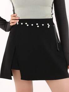 1 pieza Cadena de cintura de metal con perlas de 3 capas multicolor para mujer, accesorio de cadena corporal para camisas y vestidos, cinturón delgado versátil y minimalista de moda, adecuado para uso diario, salidas, ocio, fiestas, reuniones, estilo Cute Core - A - Ver 1