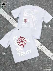 Graphic Cotton T-Shirt Double-Sided Printed T-Shirt, Unisex,Casual Men's Cotton T-Shirt. Y2K,Oversize Plus Size Men's S To 5XL,Summer Tee - 白色2 - 查看 1
