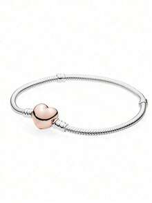 1pc Original S925 Sterling Silver Popular Bow Snake Bone Combination Bracelet Suitable For Girls Daily Wear Bracelet Jewelry DIY, Fashion Jewelry Gift - Silver - View 29