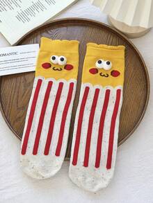 1/5 Pairs Creative 3D Eyeball Mid-Calf Socks, Cute Fries & Burger Socks, Unisex, Suitable For Couples, Families, Best Friends, Casual Versatile Fashion Socks - Multicolor - View 11