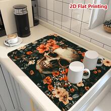 1/10 buah Alas Penyerap dan Pengering Air Mesin Kopi, Alas Pengering Piring Meja, Alas Anti Selip Dapur Lumpur Diatom, Alas Pengering Piring Motif Tengkorak, Alas Pengering yang Mudah Dibersihkan dan Dicuci, Cocok untuk Bar Kopi Dapur, Bar Air, Meja Kerja - Merah - View 15