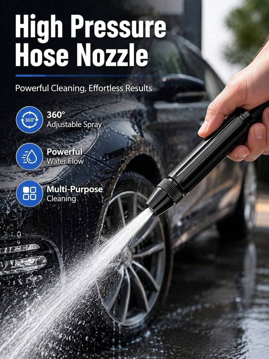 Boquilla de manguera de alta presión ajustable - Pistola de agua con rociado giratorio de 360° con abrazadera, limpiador multiusos de uso pesado para automóvil & jardín - A - Ver 1