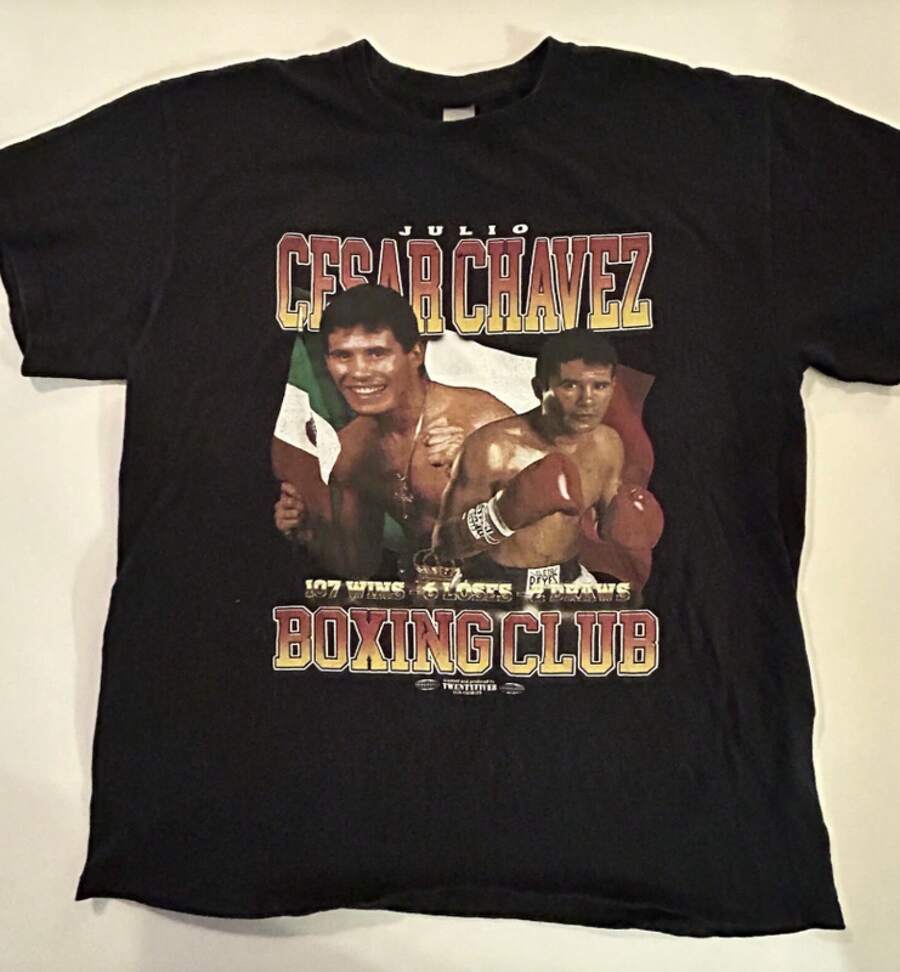 Camiseta Unisex de Algodón Retro de Boxeo de Julio César Chávez, Todas las Tallas 8D1010 - Negro - Ver 1
