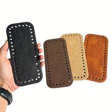 4pcs PU Leather Crochet Bag Bottoms, 7 X 3 Inch Rectangular Bag Base Cushion Shaper Crochet Bag Bottom Shaper With Holes Suitable For DIY Crochet Bag Shoulder Bag Wallet Making, Earth Tone, DIY Wallet Making - Multicolor - View 4