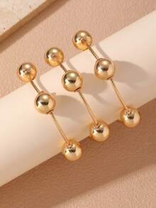 NAIZHU 3/6er Set modische europäisch-amerikanische übertriebene Armbänder mit Kunstperlen und Metallkugeln, tägliche Party-Accessoires für Damen - Verschiedenfarbig - Übersicht 5
