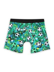 1pc Men's Boxer Briefs, Green Water Ripple Football Pattern, Soft And Comfortable, Suitable For Daily Wear Or As A Beautiful Gift For Boyfriend - Multicolor - View 2