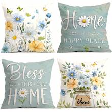 4pcs/1pc Butterfly Floral Pattern Pillow Covers Without Inserts, Single-Sided Printed Pillow Covers, Suitable For Living Room Bedroom Home Decor, All Season Pillow Covers - Multicolor - View 1