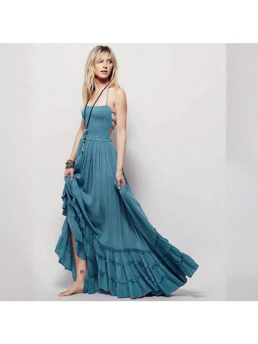 Women Long Dresses - Blue - View 1