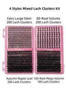 384-560pcs D Curl Soft Synthetic Segmented Lash Clusters DIY Easy To Use Portable Large Capacity For Daily Cat Eye Cosplay Sweet Style, Lash Clusters Individual Lashes False Eyelashes - Multicolor - View 12