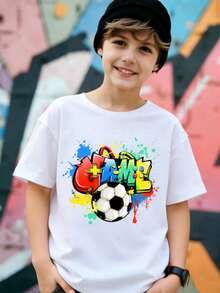 Basic Short-Sleeved T-Shirt With A Cute Capybara Graphic Print For Kids, In A Casual And Creative Style. - Blue - View 1