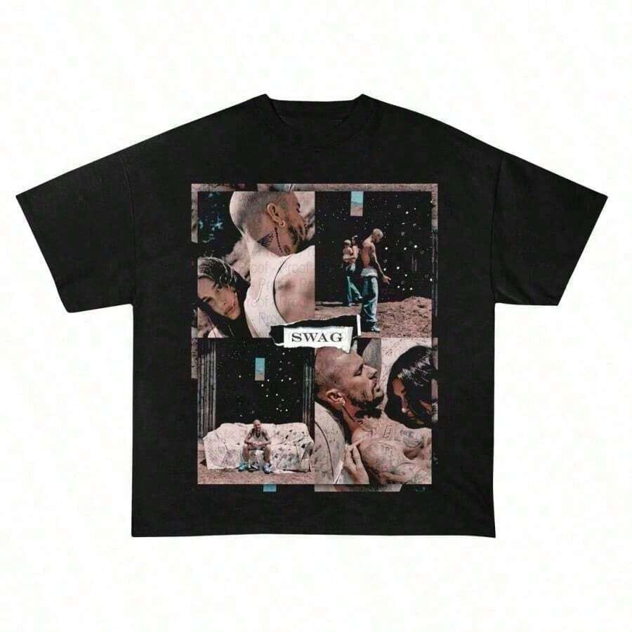 2026 Men's T-Shirts Justin Biebers JUSTIN Profile Slim Fit T-Shirt Small Black Summer Outfits For Women Men's T-Shirts - 灰色 - 查看 1