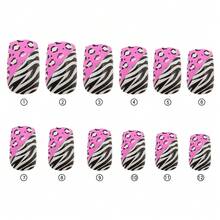 Finger Queen Short Square False Nails, Pink Animal Print, 24 Pieces - Pink Animal Print - View 4