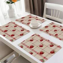 1/2/4/6/8入 水果印花餐墊，18"*12"(45*30cm)，2款檸檬/草莓，100%聚酯纖維，防水、防污耐熱、可機洗、耐用，適用於居家/餐廳/民宿 - 彩色 - 查看 10