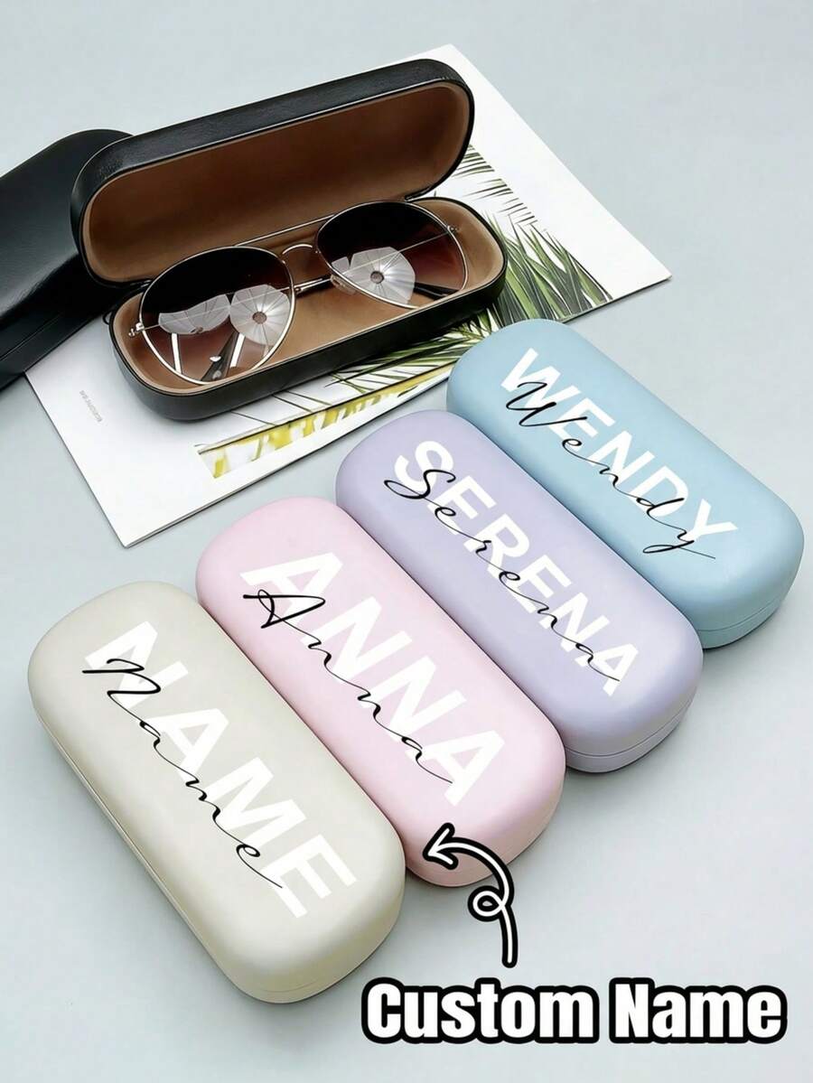 5-Color Glasses Box A2 Customized Glasses Box Women Hard Shell Glasses Box, Custom Name Glasses Box, Personalized Letter Birthday Gift, Customized Har - Multicolor - View 1