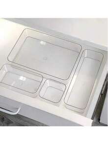 10/7/6/5/1 pieza Caja Organizadora de Cajones, Caja de Almacenamiento de Accesorios para el Cabello, Caja de Almacenamiento de Joyas y Cosméticos, Material de Plástico PET Transparente, Caja Multifuncional de Clasificación de Artículos Varios, Caja de Almacenamiento de Herramientas, Caja de Almacenamiento para Peines, Espejos - transparente - Ver 9