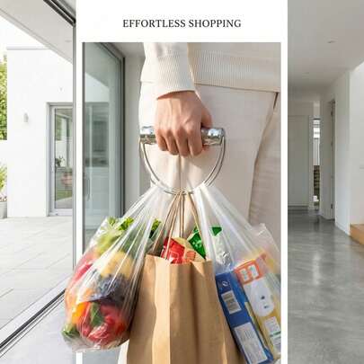 Heavy Duty Grocery Bag Carrier, Solid Stainless Steel Construction, Ergonomic Comfortable Grip Design, Supports Up To 100lbs Load Capacity, Works For Shopping Bags And Buckets, Practical Daily Essential, Perfect Gift Choice