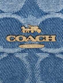 Coach Rowan 18 Monogram Zippy Small Satchel Purses Boston Handle Handbag - Denim Blue - View 6