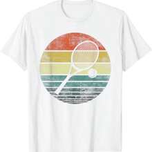 Tennis Player Gifts Retro Sunset Tennis Racquet & Ball T-Shirt1 - White - View 1