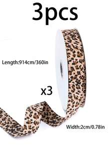 1/3 Roll Leopard Print Satin Ribbon, Elegant Decorative Ribbon, 10 Yards (914 Cm) Long. Suitable For Weddings, Gifts, Cakes, Flowers, DIY Bows, Parties And Other Occasions. Versatile Use. - Multicolor - View 9