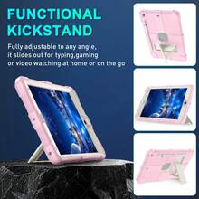 1 pièce Étui de protection robuste compatible avec iPad 7e/8e/9e génération 2019/2020/2021 (10,2 pouces) Étui de protection robuste 10,2" avec support intégré pour iPad 7/8/9010,2 pouces Étui de tablette - Rose et blanc - Voir 3