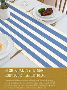 1pc,Bohemian Style,Minimalist Striped Table Runner,Microwave Dust Cover,Protective Cover,Rectangular Tablecloth,Washable,Suitable For Home Dinner,Coffee Table,Kitchen And Dining Room Decor,Dining Table Decoration Party And Scene Decoration,Home Decor,Outdoor Patio Table Runner Decoration,Entryway Decoration,Fireplace Cloth - Seaside Relaxed Blue - View 10