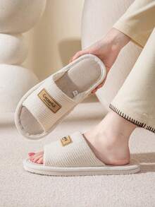 Men's Indoor Slippers, Spring/Autumn Comfortable Floor Lightweight Non-Slip Breathable Open-Toe Slippers, Couple Style, Suitable For All Seasons - White - View 5