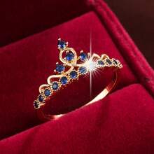 1pc Elegant Crown Design Cubic Zirconia Inlaid Women's Ring - Multicolor - View 7