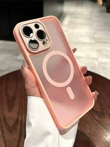 Magnetic Wireless Charging Protective Case, Frosted Translucent Shell, Shockproof Protective Case, Compatible With Apple 16 Pro Max/15/14/13/12/11 - Rosa - Ver 2