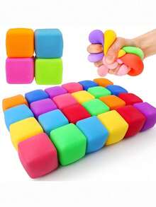 12PCS Slow Rising Stress Cube, Dough Stress Balls Squishy Fidget Toys For Anxiety Relief, Soft Fidget Cube, Pull Stretch Squishy Toys For Classroom Prize, Party Favors For Teens, Adults - View 2