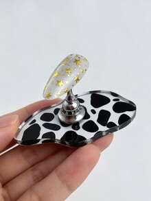 1pc Ins Style Cow Print Nail Display Holder, Asymmetrical Acrylic Press-On Nail Display Stand, Nail Art Photography Accessory Tool - Multicolor - View 5