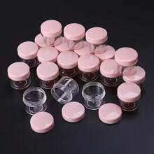Mini Transparent Cream Jar With Transparent Lid, Plastic Cosmetic Empty Sample Jar, Small Cosmetic Sample Container, Multi-Color Cream, Lotion, Lipstick, Eyeshadow, Nail Powder, Jewelry, Powder Cake, Etc., Portable Reusable Travel Essential, Empty Sample Bottle - Pink - View 3
