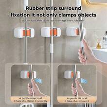 Joybos 4 Packs Wall Mounted Mop Holder, Self Adhesive No Drill Broom Clips For Bathroom Kitchen Garage, Heavy Duty Utility Hooks For Long Handled Tools, Garden Tools, Space Saving Storage Rack, Home Organizer Essential, Father's Day Gift - View 9
