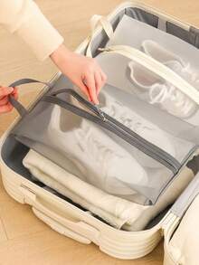 1pc Foldable Breathable Mesh Shoe Bag Transparent Design Durable Polyester Large Capacity Shoe Organizer For Gym Travel Beach Storage Cosmetics Toiletries Portable Waterproof Pouch Multi-Purpose Organizer Lightweight Compact Design - Multicolor - View 3