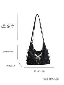 Mochila de gran capacidad estilo coreano, nuevo bolso bandolera de moda versátil para ir al trabajo, bolso de hombro tipo tote - Negro - Ver 3