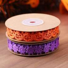 1 Roll, 5 Yards Halloween Lace Ribbon, Pumpkin & Ghost Mesh Hollow Decorative Trim, Suitable For Gift Wrapping, Party, DIY Headband, Halloween Decoration - Multicolor - View 8