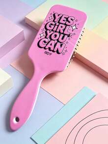 1pc Large Letter Series Full Print Air Cushion Comb, Vibrant Color Massage Comb, Suitable For Hair Styling, Curly Hair, Straight Hair, All Hairstyles, Barber Salon Beauty Travel Essential Hair Care Product, Campus Portable Air Cushion Comb - Multicolor - View 5