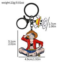 1/2pcs One Piece Luffy & Zoro Chibi Keychain, Anime Enamel Metal Key Ring With Skull Pendant, Cute Collectible Charm, Fan Backpack Bag Accessory - Multicolor - View 11