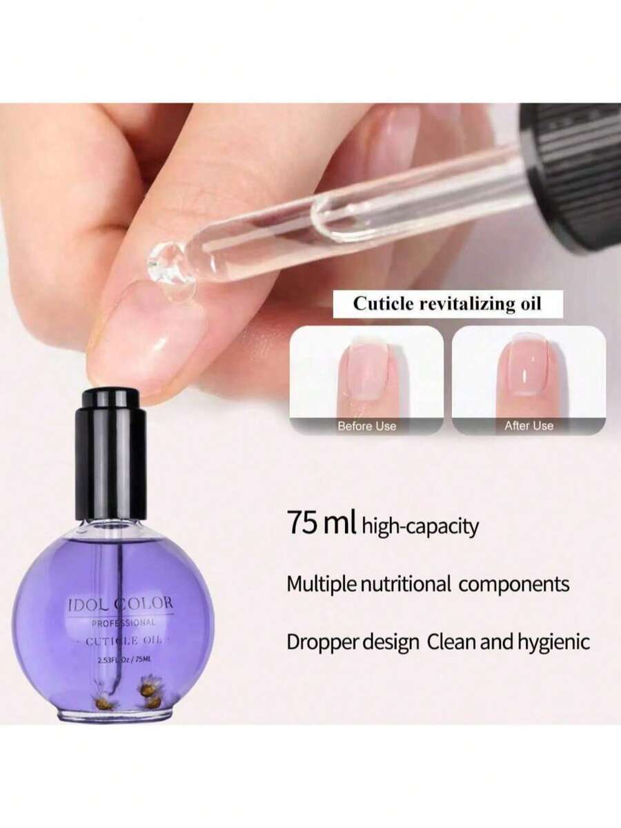 IDOL COLOR Scented Cuticle Oil 75ml, Hydrating Nail Care Oil Infused With Vitamin E & Natural Oils, Gentle For All Skin Types - Multicolor - View 1