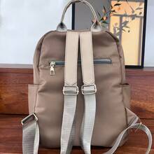 Women's Large Capacity Multi-Pocket Travel Student Casual Backpack, Lightweight Nylon Daily Use Bag - Brown - View 3
