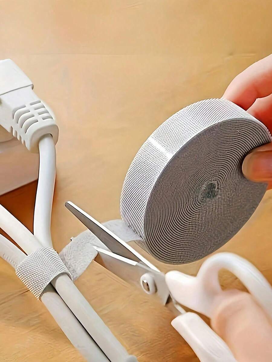 1捲可重複使用固定紮帶 多用途理線帶 電腦電視線材管理 數據線紮帶